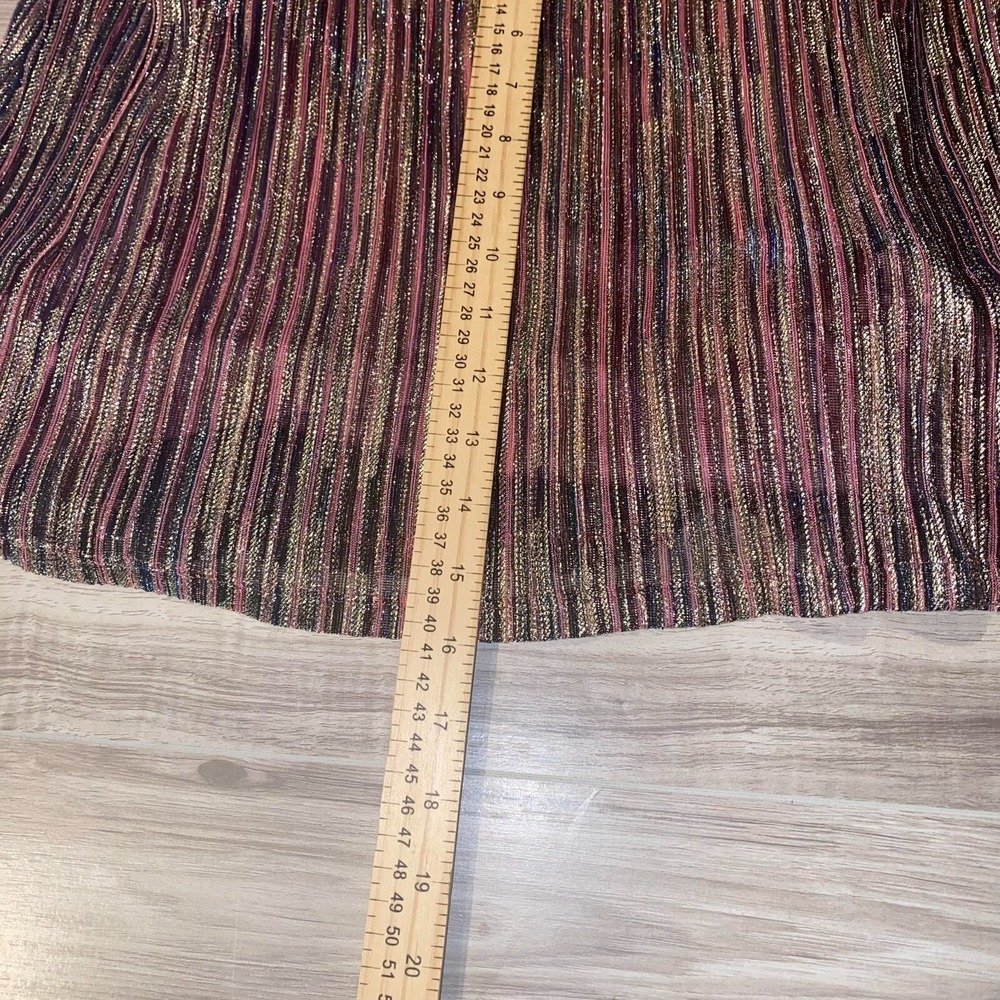 Rockin' C Womens Multicolor Metallic Sheer Striped V-Neck Blouse Top Size Small - Picture 13 of 14